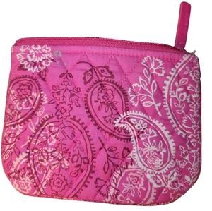 Vera Bradley large pink print change purse, cosmetic bags zip closure NWOT